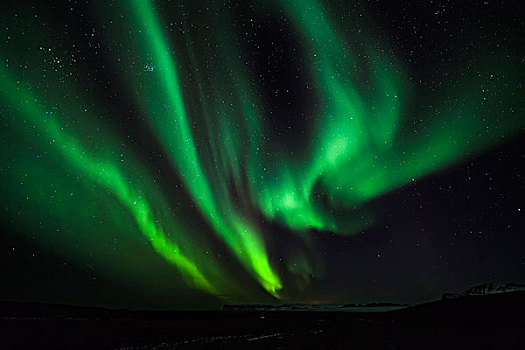 北极光,上方,瓦特纳冰川,国家公园,冬天,风景,欧洲,北欧,冰岛