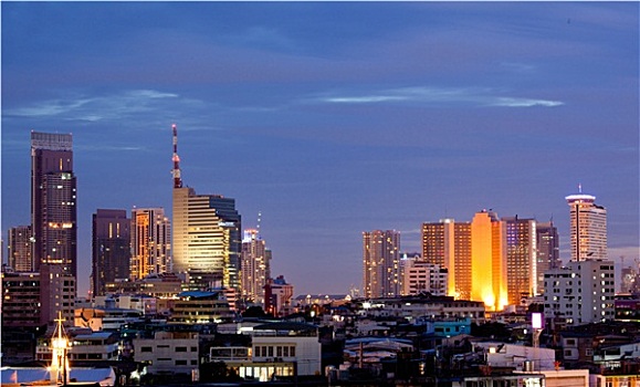 曼谷,市区,黄昏