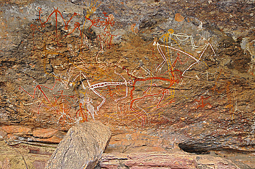 土著,岩石艺术,人,跳舞,卡卡杜国家公园,北领地州,澳大利亚