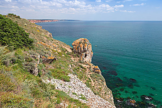 岩石海岸,海岬,保加利亚,黑海,海岸