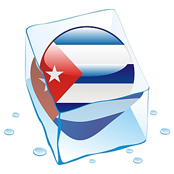 古巴,旗帜,冰冻,冰块