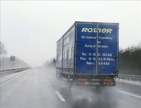 卡车,道路,湿,光滑,德国,高速公路,冬天