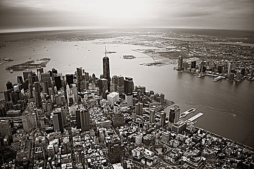 纽约,曼哈顿,市区,航拍