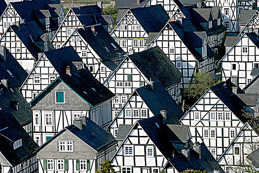 半木结构,房子,历史,城市,中心,山谷,北莱茵威斯特伐利亚,德国,欧洲