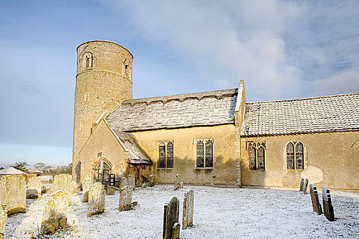 英格兰,雪,教堂