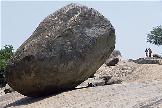 一个,男人,休息,巨大,平衡性,石头