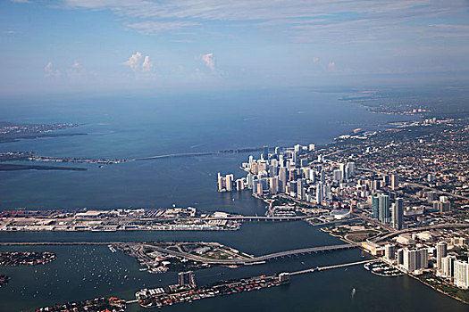 航拍,城市,海洋,迈阿密,佛罗里达,美国