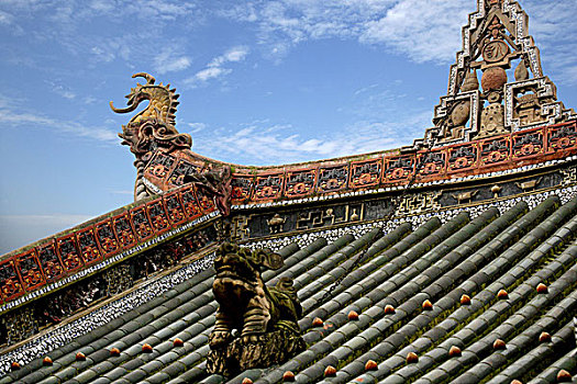 重庆湖广会馆房檐上的貔貅