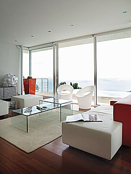 设计师,室内,家具,橙子,海景