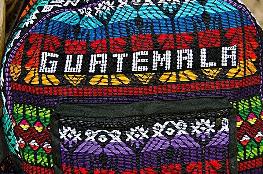 危地马拉,利文斯顿,彩色,传统,刺绣,纺织品,手包,特色