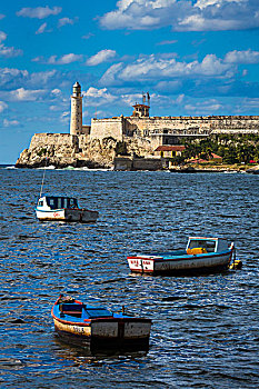 渔船,湾,正面,哈瓦那,古巴