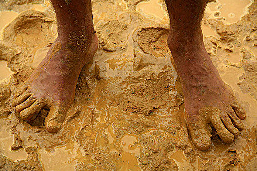 脚,泥,安哥拉,四月,2007年