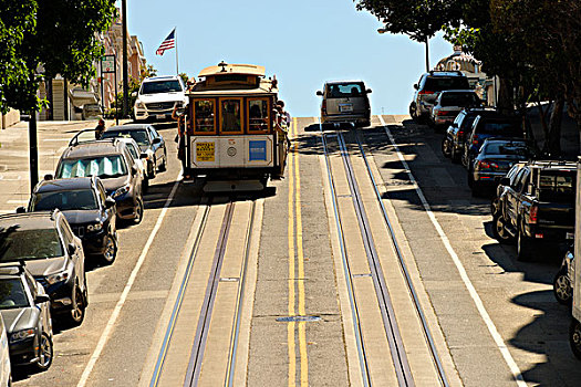 缆车,线条,市场,旧金山,加利福尼亚,美国