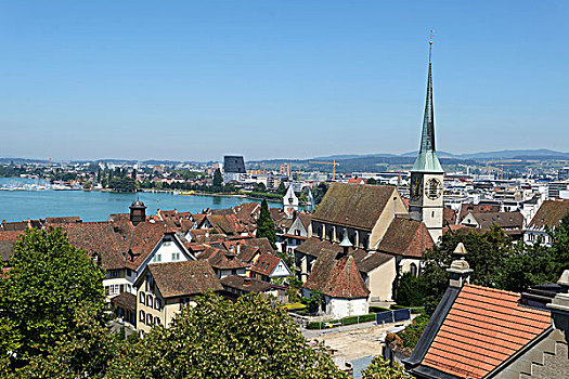 历史,城镇,中心,教堂,前景,瑞士,欧洲