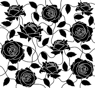 玫瑰,黑色,无缝