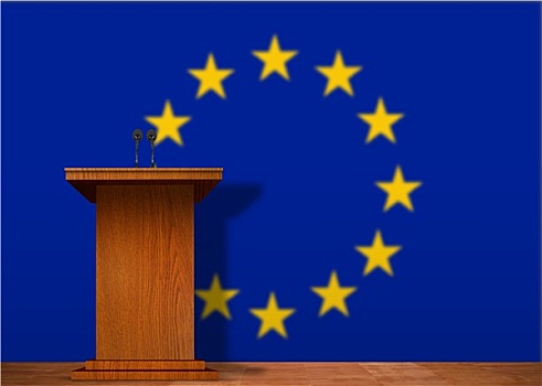 讲台,欧盟盟旗