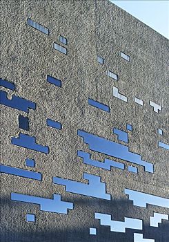 混凝土墙,展示,蓝天,像素,形状