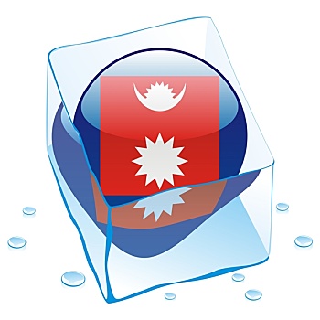 尼泊尔,旗帜,冰冻,冰块