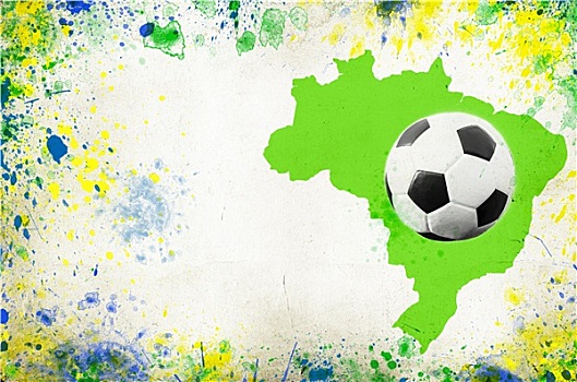 足球,巴西,地图,彩色,旗帜