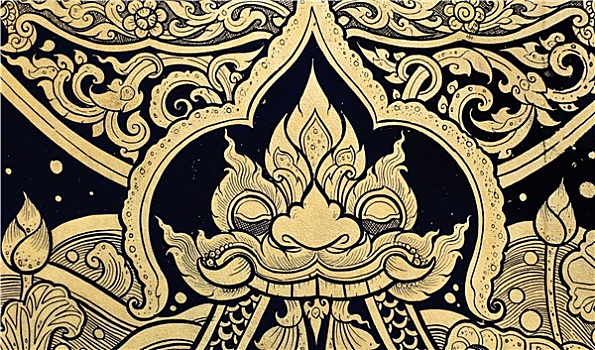 传统,泰国,风格,绘画,艺术,门