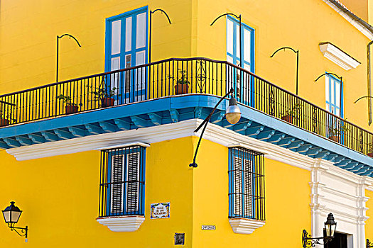 彩色,建筑,殖民地,房子,老哈瓦那,世界遗产,古巴