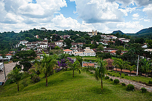 远眺,历史,城镇,米纳斯吉拉斯州,巴西,南美