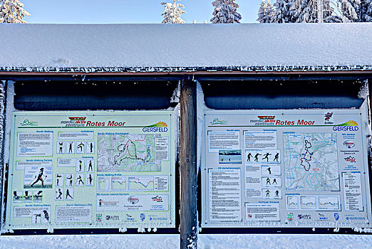 越野滑雪,中心,红色,荒野,信息指示,黑森州,德国,欧洲