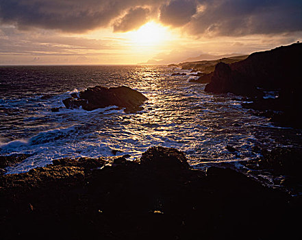 日落,阿基尔岛,爱尔兰