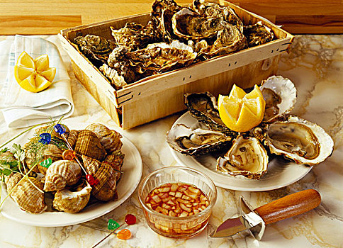 盘子,牡蛎,食用螺