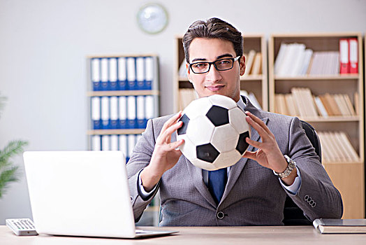 商务人士,足球,球,办公室