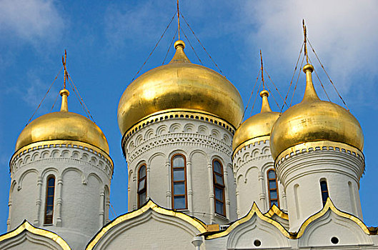 俄罗斯,莫斯科,克里姆林宫,金色,圆顶,圣母报喜大教堂,使用,河,操作,信息