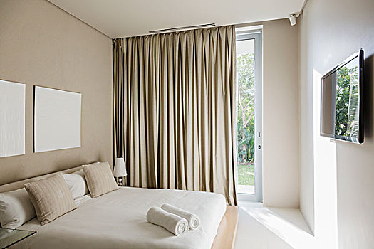 帘,床,现代,卧室