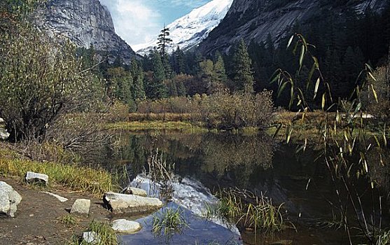 反射,山峦,湖,镜湖,优胜美地国家公园,加利福尼亚,美国