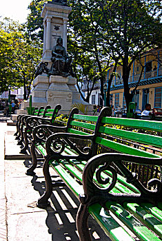 绿色,公园,长椅,古巴圣地亚哥,古巴,加勒比