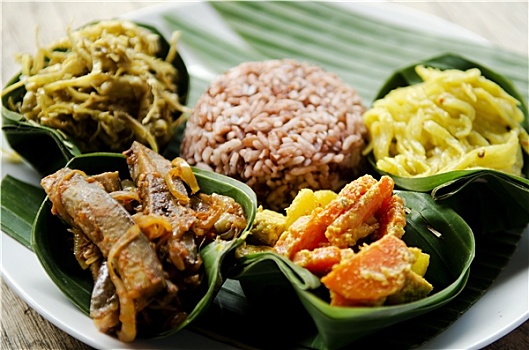 素食主义,咖哩,米饭,巴厘岛,印度尼西亚