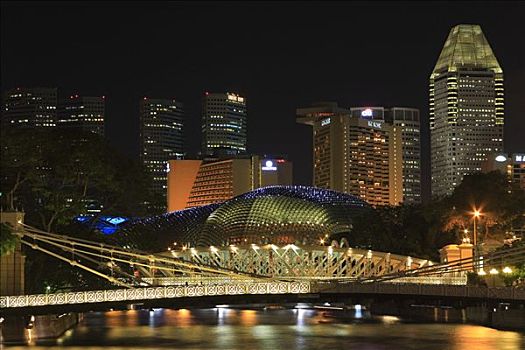 桥,金融区,背影,新加坡,亚洲