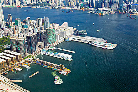 香港,九龙,中港城,客运码头,维多利亚港,俯拍