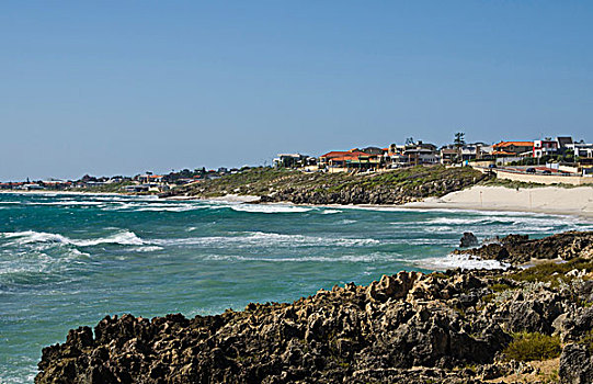 漂亮,海岸线,石头,北方,海滩,区域,佩思,西澳大利亚州