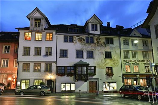 木结构,房子,老,建筑,方形,历史名城,中心,瑞士