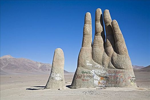 雕塑,手,阿塔卡马沙漠,智利,南美