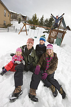 家庭,后院,冬天,科罗拉多,美国