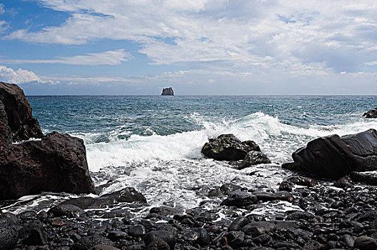 石头,海滩,埃奥利群岛,西西里,意大利