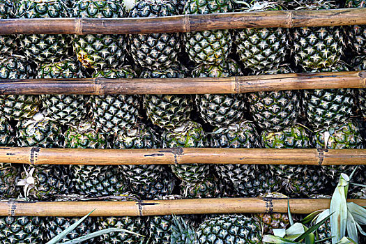 一堆,菠萝,泰国,亚洲