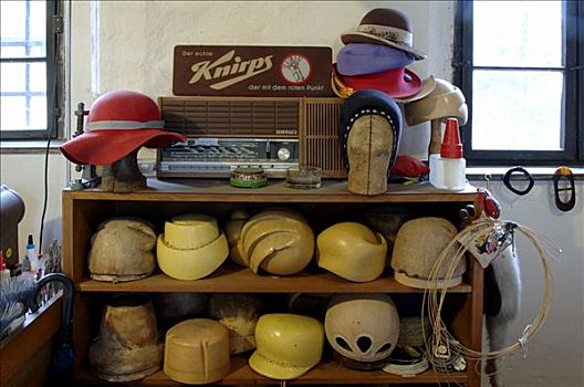 木质,帽子,架子,20世纪50年代,店,中间,弗兰克尼亚,巴伐利亚,德国,欧洲