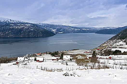 风景,靠近,红色,木屋,冬天,雪,松奥菲尔当纳,挪威