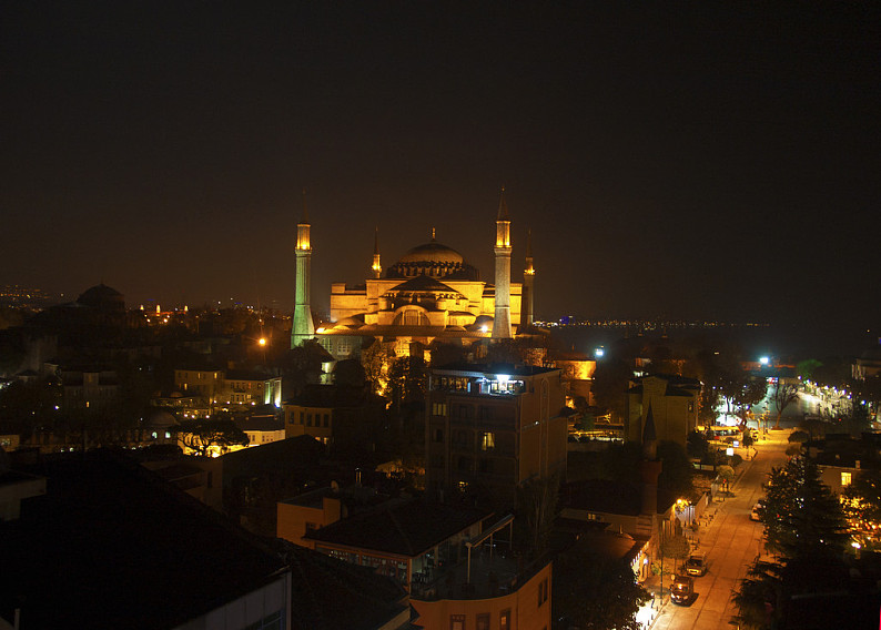 蓝色清真寺,土耳其,夜景