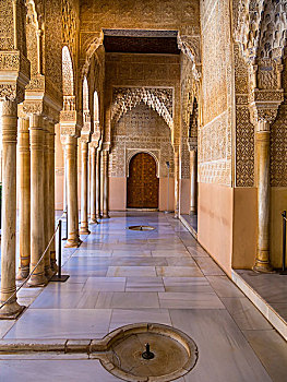 阿拉伯风格,摩尔风格,建筑,狮子院,纳斯里王朝,阿尔罕布拉,格拉纳达省,安达卢西亚,西班牙,欧洲
