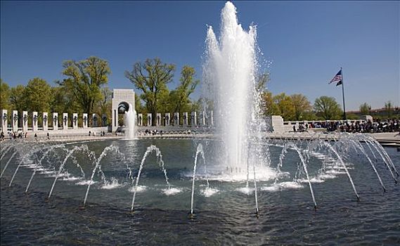 喷泉,战争纪念碑,国家二战纪念碑,华盛顿特区,美国