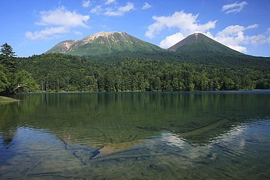 山,反射,湖
