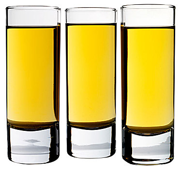 三个,玻璃杯,龙舌兰酒,抠像